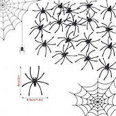 preiswerte Halloween Hängende &amp; Tischdekorationen-100 Stück Halloween-Spinnen, realistisch, aus schwarzem Kunststoff, kleine Spinnenspielzeuge, falsche Spinnen, Streich-Requisiten für Halloween, Heim- und Partydekorationen