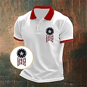 Недорогие Мужское поло с принтом-День независимости США Муж. Американский флаг США Рубашки поло Поло на пуговицах Рубашка для гольфа С короткими рукавами Футболки поло Лацкан Мода На каждый день Повседневные фестиваль С принтом Лето