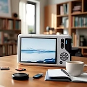 preiswerte Digitalkamera-hochauflösende Digitalkamera 1500 mAh 16-facher Zoom optional Retro 2,8 Zoll Klappbildschirm 64 Megapixel 4K HD-Video Weiß Schwarz Silber für Freund und Freundin