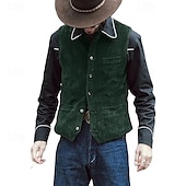 abordables Gilets-Homme Gilet en velours côtelé Gilet Extérieur Quotidien ancien Printemps Automne Avec Poches Boutons Nylon Confortable Uni Droit 1 bouton Col en V Coupe régulière Noir bleu marine Marron Vert Gilet