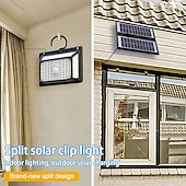 abordables Appliques d&#039;extérieur-Lampe solaire d&#039;extérieur 190 LED avec détecteur de mouvement, 3 modes d&#039;éclairage, à clipser, double panneau solaire, éclairage de sécurité pour jardin, 1 pièce