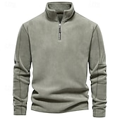 abordables pulls molletonnés-Homme Sweat à capuche zippé Sweat-shirt zippé Sweat à capuche en polaire Kaki clair. Noir Blanche bleu marine Marron Col montant Uni Zip Up Quart de zip Sport &amp; Loisir Occasionnel Quotidien