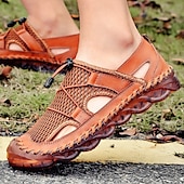 billige Utendørs sandaler-Brune utendørssandaler for menn – fasjonable lette sandaler med justerbare stropper for sommerens fotturer, strandturer og uformell friluftsliv