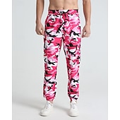 preiswerte Sweatpants-Herren Sporthose Jogginghose Hose Tasche Kordelzug Elastischer Bund Tarnung Komfort Sport im Freien Täglich Mode Lässig Rosa Rote Mikroelastisch