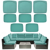 cheap Patio Cushions Cover-8pcs Outdoor Cushion Slipcovers Outdoor Patio Cushions Covers Replacement  Include 5 Backrests and 3 Cushions  Waterproof with Zipper for 3-Seat Rattan Sofa Patio Furniture Cushion Covers Covers Only