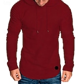 economico maglione pullover da uomo-Per uomo Maglione Felpa con cappuccio Maglione a maglia A Coste Maglia Top Regolari Pieghe Semplice Con Cappuccio Moda Essenziale Vacanza Abbigliamento quotidiano Abbigliamento Primavera Autunno Nero