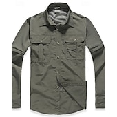 Недорогие Топы-Муж. рубашка-карго Рубашка для туризма и прогулок Топ для походов Длинный рукав Отложной Верхняя часть На открытом воздухе Водонепроницаемость С защитой от ветра Легкость Весна Осень Полиэстер
