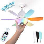 cheap Ceiling Fan Lights-50cm Modern Ceiling Fan Light with 6 Blades, Remote Control RGB Dynamic Lighting Bluetooth Speaker 3 Speed  Color Temp Settings for Kids Bedroom, Game Room Party Decor
