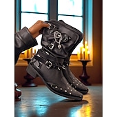 voordelige Jaren 80-Zwarte punk gothic enkellaarsjes voor dames met vleermuis- en kruisdetails - ontwerp met spikes en studs, alternatieve mode uit de jaren 80, ideaal voor uitgaansgelegenheden, Halloween-feestjes en
