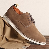 billige Sneakers til herrer-Brune herresko i semsket skinn med oxford-detaljer, klassisk snøredesign og kontrastsøm, ideelle for forretningsmessig uformelt kontorarbeid og semi-formelle arrangementer.