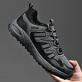 abordables Baskets-Homme Chaussures Décontractées Chaussures de randonnée Marche Occasionnel Cuir PU Maille Confortable Antidérapant Respirant À lacets Noir Jaune Vert Été Printemps