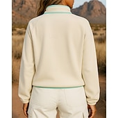 preiswerte Oberteile-Damen Fleece-Sweatshirt Wander-Sweatshirt Wander Fleece Sweatshirt Langarm Stehkragen Oberteil Außen Thermowarm Leicht Atmungsaktiv Winter Polyester Patchwork Schwarz Weiß Rosa Tennis Golfspiel Laufen