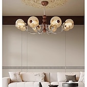 cheap Chandeliers-French Mid - Century Wood &amp; Glass Chandelier, American Retro, Multi - Room Elegance