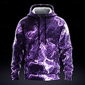 baratos Padrão 3D-Homens Fumo Abstrato 3D Moletons Moletom Legal Festa Manga Longa Gola Redonda Bandagem Streetwear Vermelho Azul Com Cordão Outono Inverno Designer