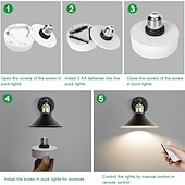 cheap Cabinet Light-Battery Operated Light Bulbs Sets of 2 LED Puck Lights with Remote Control AA Battery Bulb Dimmable E26 Screw in Type for Non Electric Pendant Light and Wall Sconce