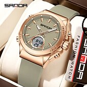 abordables Relojes digitales-Reloj electrónico Sanda 9103, nuevo, resistente al agua, con pantalla LED dual, multifuncional, para mujer.