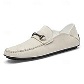 abordables Chaussures sans lacets &amp; mocassins-Mocassins en daim beige pour hommes avec boucle, légers et flexibles, parfaits pour une tenue de bureau décontractée, des soirées sociales et des journées de détente