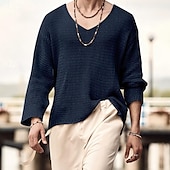 preiswerte Herrenpullover-Herren Pullover Grobstrick Stricken Normale Oberteile Gestrickt Einfach V Ausschnitt Strickware Moderne zeitgenössische Lässig Alltagskleidung Bekleidung Frühling Herbst Schwarz Marineblau S M L