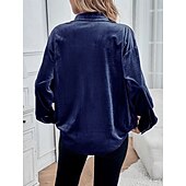 preiswerte Damen Einfache Oberteile-Damen Hemd Einfarbig Elegant Stilvoll Lässig Langarm Hemdkragen Normale Oberteile Täglich Knöpfe Rote Blau Braun Grün Sommer Frühling