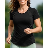 preiswerte Lauf-T-Shirts &amp; Tanktops-Damen Wanderhemd Wanderspitze Kurzarm Rundhalsausschnitt Oberteil Außen Atmungsaktiv Schnelltrocknend Feuchtigkeitsableitend Leicht Polyester Patchwork Schwarz Marinenblau Grau Tennis Golfspiel Laufen