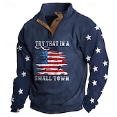 Men's Sweatshirt Black Navy Blue Standing Collar Graphic American Flag Print Daily Holiday Going out Polyester Streetwear Casual Fall Winter Clothing Apparel Hoodies Sweatshirts  Long Sleeve4