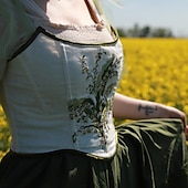 olcso Fűzők-Retró Középkori Reneszánsz Fűző Prsluk Bustier Hímzett Női Kelta Fantasy Mindszentek napja Farsang Álarcos mulatság Parti Alkalmi / Napi LARP Felnőttek Fűző