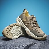 baratos Ténis para Homem-Tênis masculino cáqui para caminhada ao ar livre - tênis de corrida de trilha duráveis com malha respirável e sola antiderrapante para acampamentos, caminhadas e aventuras diárias ao ar livre