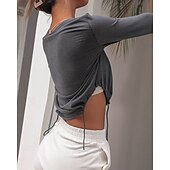 halpa Juoksupaidat ja tanktopit-Naisten Verryttelytakki Juoksupaita Kurenauha Pitkähihainen Topit Urheilu- ja treenivaatteet V kaula-aukko Yhtenäinen Wick-kosteus Tennis Golf Juoksu Urheiluasut Urheiluvaatteet Aprikoosi Valkoinen