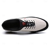 cheap Casual-Men&#039;s Premium White and Black Faux Leather Lace-Up Sneakers with Vibrant Color Accents for Sports and Leisure