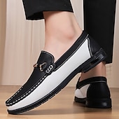 cheap Men&#039;s Slip-ons &amp; Loafers-Men&#039;s Green and White Faux Leather Moccasin Loafers Fashion Slip-On Driving Shoes for Casual Wear and Spring Outfits