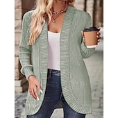 abordables Cardigans et vêtements d&#039;extérieur-Femmes Veste Décontractée Respirant Confortable Patchwork Mode Occasionnel Uni Vacances Rue Occasionnel Tenue quotidienne Ouvert devant Régulier Sans Col Coupe régulière manche longue Vêtements