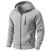 abordables sweats à capuche basiques pour hommes-Homme Sweat à capuche gaufré Sweat à capuche zippé intégral Sweat à capuche tactique Noir Kaki Gris Claire À capuche Uni Fermeture éclair Avec Poches Travail Sport &amp; Loisir Occasionnel Streetwear