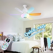 cheap Ceiling Fan Lights-50cm Modern Ceiling Fan Light with 6 Blades, Remote Control RGB Dynamic Lighting Bluetooth Speaker 3 Speed  Color Temp Settings for Kids Bedroom, Game Room Party Decor