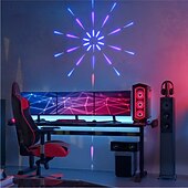 baratos Fitas de Luz Inteligentes-Luzes LED de Fogos de Artifício Inteligentes USB Decorativas para Quarto Luzes LED que Mudam de Cor com Efeito de Explosão Controle Remoto do App da Tira RGB para Halloween