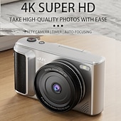 preiswerte Digitalkamera-hochauflösende Digitalkamera 1500 mAh 16-facher Zoom optional Retro 2,8 Zoll Klappbildschirm 64 Megapixel 4K HD-Video Weiß Schwarz Silber für Freund und Freundin