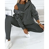 cheap Tracksuits-Women's Tracksuit Leggings 3-Piece Zipper Pocket Solid Colored Clothing Suit Fall Dark Grey Dark Navy Workout Athleisure Running Thermal Warm Windproof Long Sleeve Sport Activewear Stretchy Regular