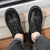 abordables Occasionnel-Homme Derby Marche ancien Affaires Occasionnel Quotidien Daim Cuir fendu Confortable Antidérapant À lacets Gris&amp;Blanc Noir Printemps