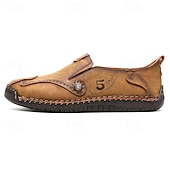 Χαμηλού Κόστους Ανδρικά Sneakers-Ανδρικά καφέ slip-on παπούτσια με ραφές σε αντίθεση, μαλακή εσωτερική σόλα και ανθεκτική σόλα από καουτσούκ για casual ρούχα γραφείου, καθημερινές μετακινήσεις και χαλάρωση το Σαββατοκύριακο.