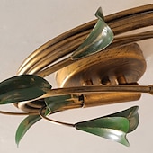 economico Lampade da soffitto-Lampada da soffitto floreale a 6 luci, lampada da soffitto semi-incassata vintage a forma di fiore di tulipano, ramo in metallo dorato con paralumi in vetro smerigliato per soggiorno, camera da letto