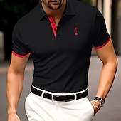 economico Polo Classico da Uomo-Per uomo Polo in Cotone Maglia da golf Casuale Sportivo Bavero Colletto Polo a Coste Manica Corta Moda Essenziale Semplice Classico Estate Primavera Vestibilità aderente Nero Bianco Giallo Rosso Polo
