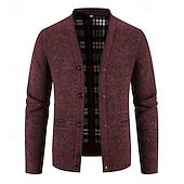 billige cardigangenser for menn-Herre Genser Cardigan Genser Riflet Strikke Vanlige topper Strikket عادي V-hals Moderne Moderne Fritid Avslappet Dagligdagstøy Klær Vår &amp; Vinter Vinrød Blå M L XL