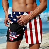  Giornata dell'indipendenza Per uomo 4 luglio, 250° anniversario degli Stati Uniti Bandiera degli Stati Uniti Patriottico Pantaloncini foderati Pantaloncini da bagno 2 in 1 Costumi da bagno Misura del