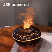 economico lampada da comodino-Umidificatore per aromaterapia alimentato tramite USB con 7 luci colorate - diffusore di oli essenziali con effetto fiamma, design senza filtro per un&#039;atmosfera rilassante in camera da letto