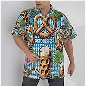 preiswerte Hemden-Oktoberfest Bier Brezel Hawaiihemden Aloha-Hemd Bayerisch München Deutsch Grafik Für Herren Erwachsene Karneval Oktoberfestbier 3D-Druck Urlaub Party
