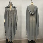 preiswerte Ausgefallene Kleider-Damen Langes Kleid Maxikleid Freizeitkleid Boho-Kleid Westernkleid Mode Muslim Outdoor Party Ferien Normale Passform Einfach Langarm Mit Kapuze Weiß Purpur Hellgrau Frühling Herbst