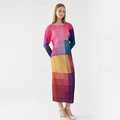cheap Graphic Skirts-Women&#039;s Skirt Elegant Vintage Fashion Casual Midi Mid Waist Skirts Gradient Ruched Stretchy Yellow Summer Polyester