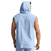 preiswerte Fitness Tank-Tops-Herren Tank Top Weste Unterhemd Ärmelloses Shirt Ärmellos Mit Kapuze Sommer Einfach Mode Designer Basic Knöpfe Urlaub Straße Ausgehen Schwarz Weiß Gelb Top T-Shirt für Herren