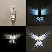 billige Dekorative lys-3D-ørnvegglampe, ørnvegglampe i harpiks, batteridrevet kreativ skulpturvegglampe i dyreskulptur, atmosfæregjengivelseslys, LED-hjemdekorasjonslys 1 stk flerfarget