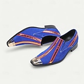 cheap Premium Leather Loafers-Men&#039;s Red Slip-On Leather Boots with Gold Tip Unique Printed Stripes–Modern Western Boots for Casual, Everyday Wear