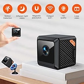 זול מצלמות רשת IP פנימיות-מצלמת מיני 1080p HD 140 צג WiFi מרחוק צג תינוק חיות מחמד מצלמת סוללה מובנית ראיית לילה אבטחת בית חכם האפליקציה תומכת בסוללה מקסימלית של 256 גרם וטעינה מלאה של 600 מיליאמפר/שעה עם זמן עבודה